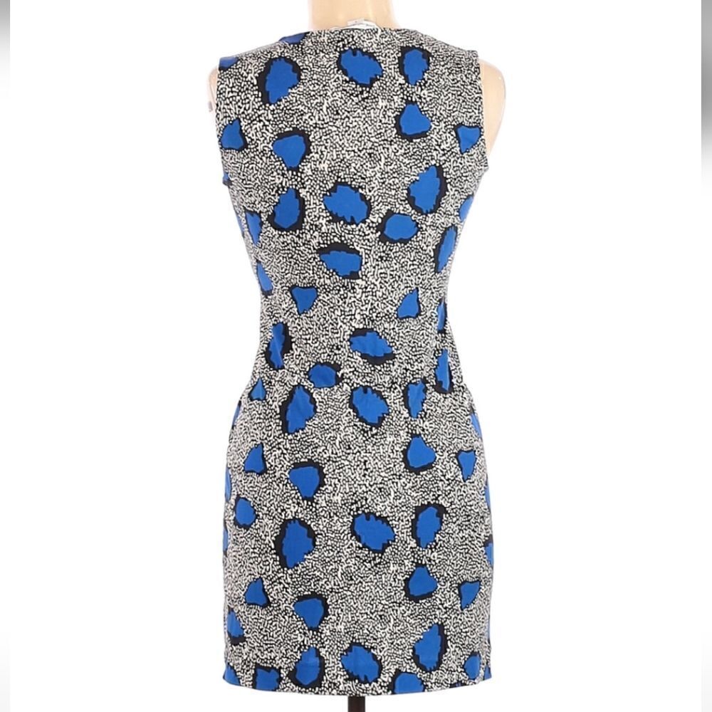 Diane Von Furstenberg Silk Dress Noe Size 4 Cheetah Print Black White Blue - Picture 2 of 9